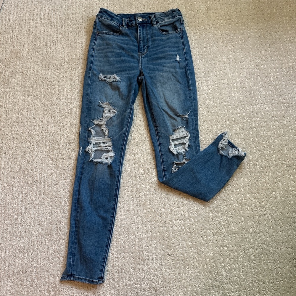 American Eagle Outfitters Ripped Blue Skinny Jeans